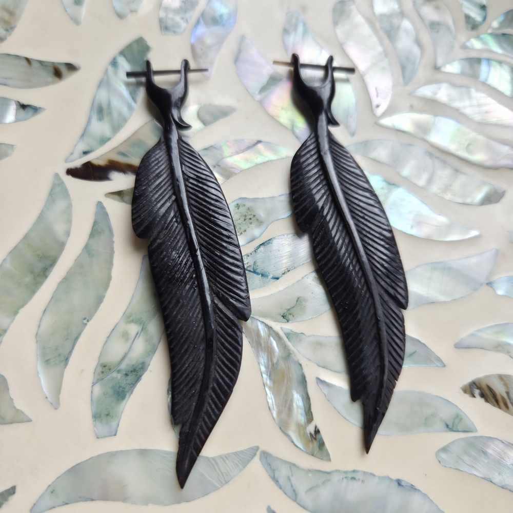 Black Feather Drop Earrings - Women Jewelry Earrings